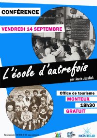 Soif de Culture - Conférence ''L’école d’autrefois''. Le vendredi 14 septembre 2018 à MONTEUX. Vaucluse.  18H30